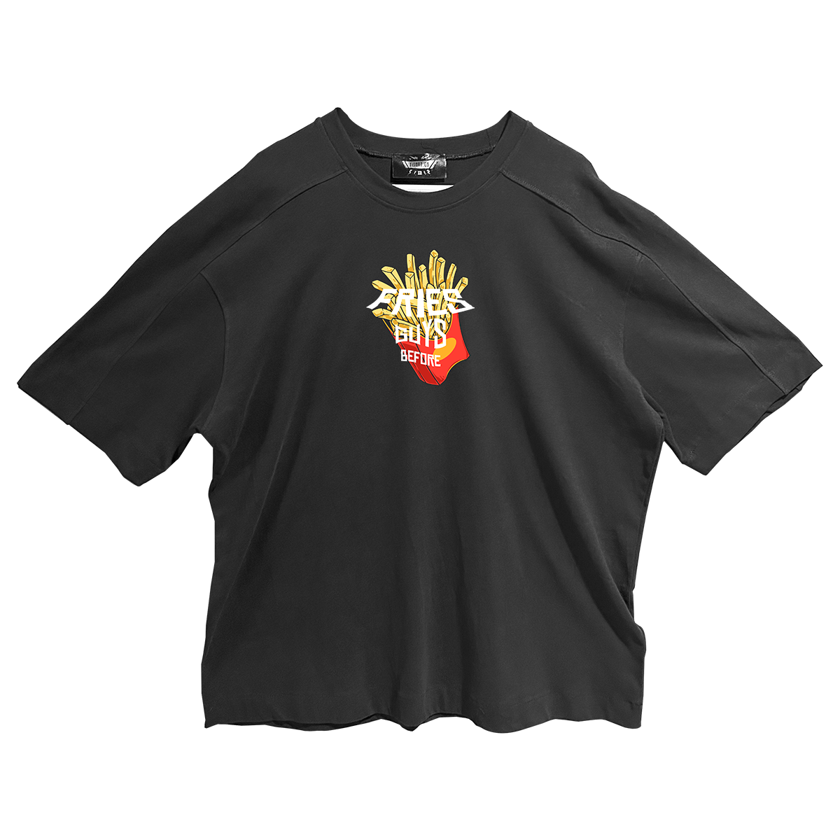 Tişört - Fries Before Guys (Patates Her Şeyden Önce) – Eğlenceli Baskılı Siyah Tişört