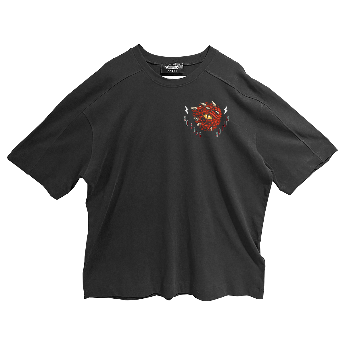 Tişört - No Risk No Fun – Karanlık Tarz Canavar Göz Tişörtü